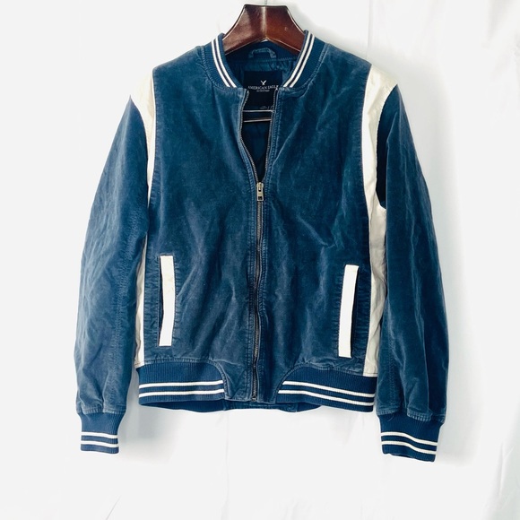 American Eagle Outfitters Jackets & Blazers - American Eagle “Honestly” Bomber Varsity Velveteen Jacket Medium